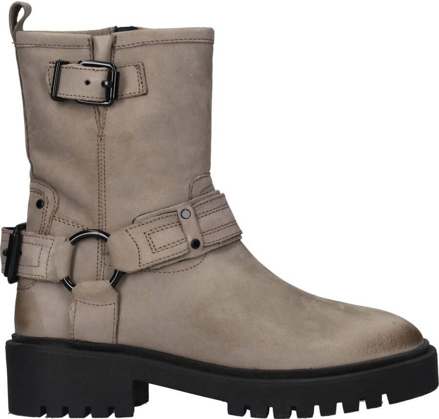 Poelman Taupe Leren Bikerboot met Gespen Gray Dames - Foto 2