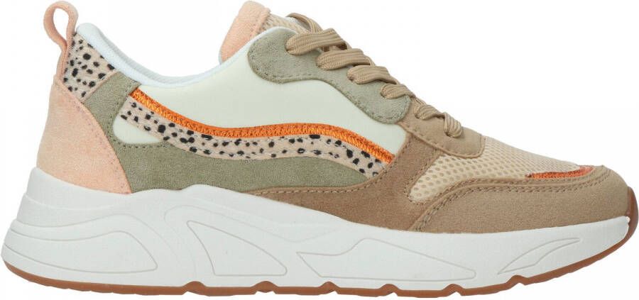 POSH by Poelman CHARLIE Dames Sneakers Beige met oranje combinatie - Foto 2