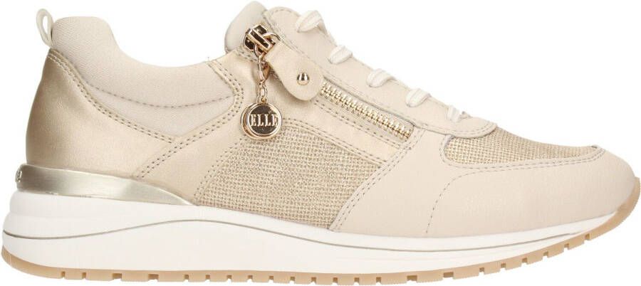 Remonte Beige Metallic Glitter Sneaker met Rits Beige Dames - Foto 8