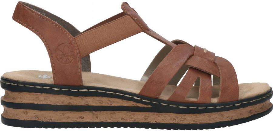 Rieker Bruine Synthetische Platte Sandaal met Unieke Zool Brown Dames - Foto 12