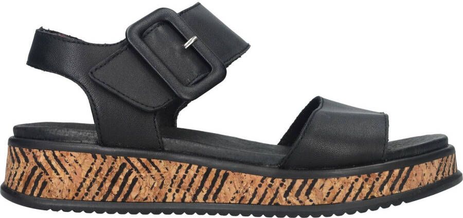 Rieker Zwarte leren sandaal met print Black Dames - Foto 5