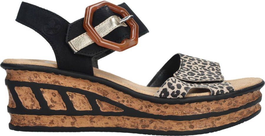 Rieker Stijlvolle Pantherprint Sandaal voor Dames Black Dames - Foto 6
