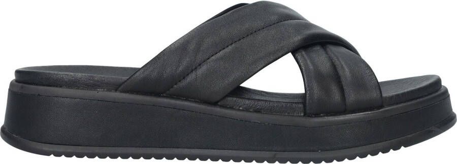 Rieker Comfortabele Zwarte Leren Zomerslipper Black Dames - Foto 3