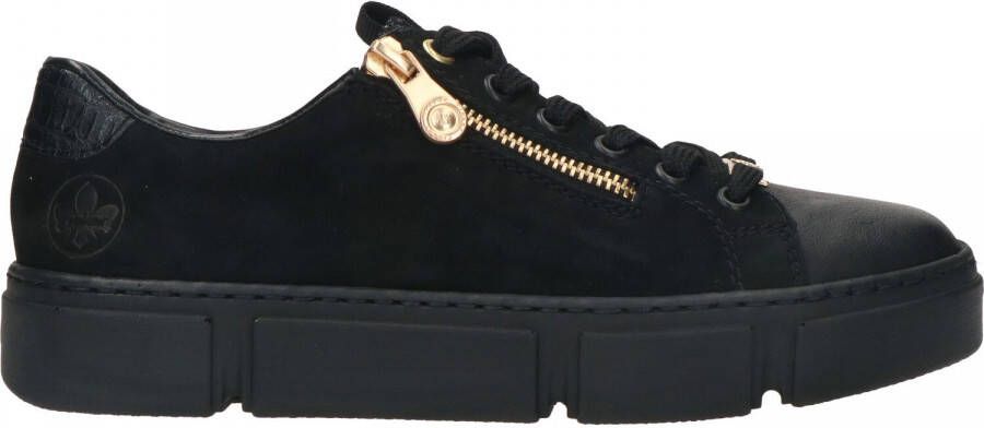 Rieker Basic Zwarte Sneaker met Leren Bovenwerk en Rits Zwart Dames - Foto 2