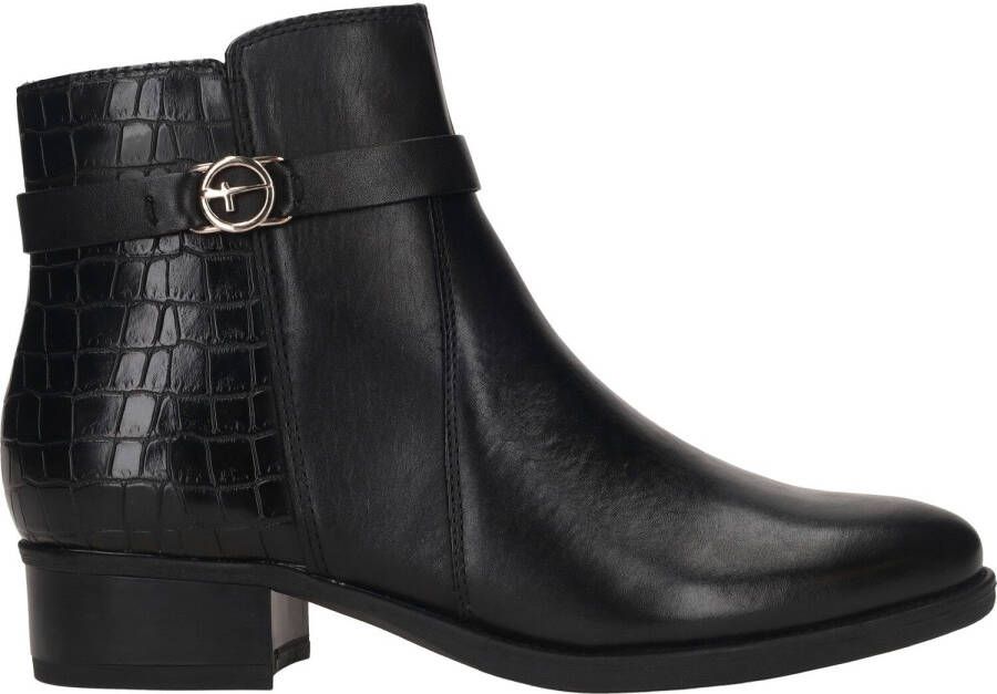 Tamaris Stijlvolle enkellaars met dierenprint en gouden accenten Zwart Dames - Foto 5