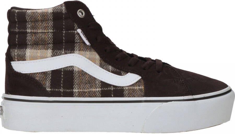 Vans WM Filmore Hi Platform Dames vrijetijds schoenen Plaid Mix Brown White - Foto 4