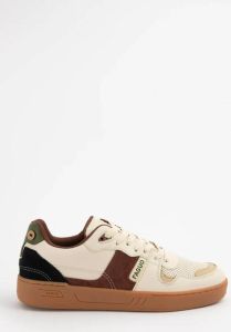 Faguo beige sneakers met bruine details