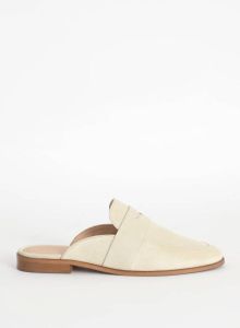 Sissy- Beige suède loafers met open achterkant