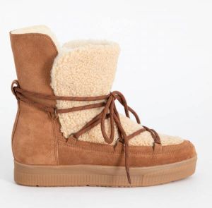 Sissy-Boy Bruine suède snowboots met teddy
