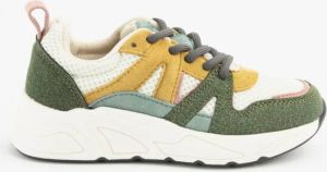 Sissy-Boy Donkergroene sneakers met gele details