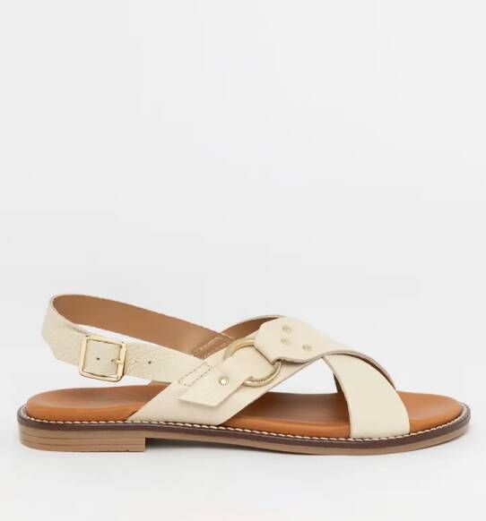 Sissy-Boy Off-white sandalen met gekruiste bandjes