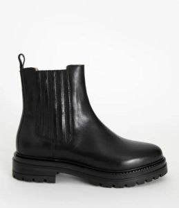 Sissy- Zwarte leren chelsea boots met elastiek detail