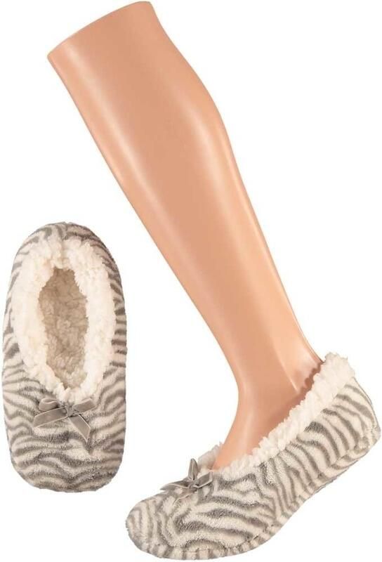 Apollo Ballerina pantoffels sloffen dierenprint kinderen zebra grijs