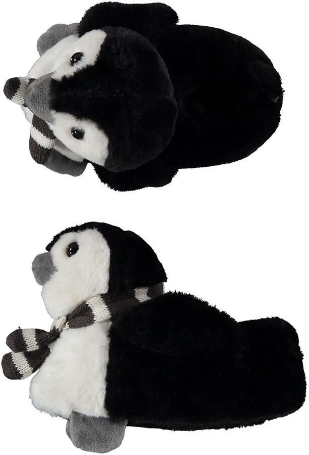 Apollo Dieren pantoffels Pinguin kinderen zwart kindersloffen