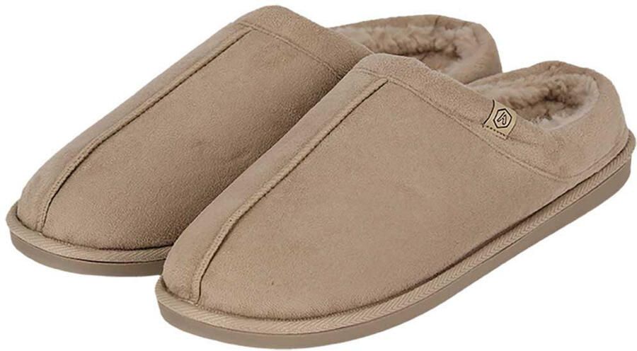 Apollo heren sloffen zand suede buitenkant met wol instap pantoffels