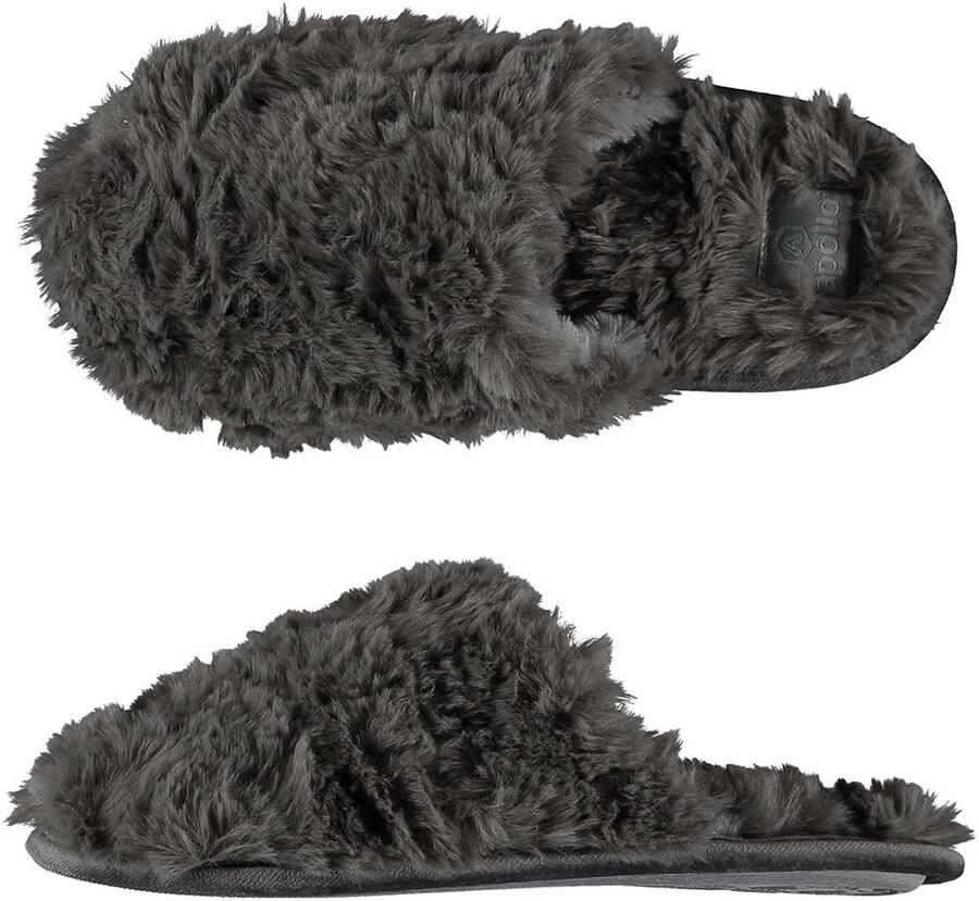 Apollo Instap slippers pantoffels Fluffy dames grijs huissloffen