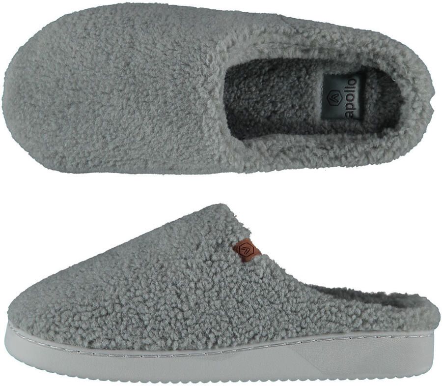 Apollo Instapper slippers pantoffels Teddy wol grijs Volwassenen
