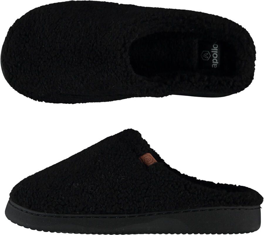 Apollo Instapper slippers pantoffels Teddy wol zwart Volwassenen