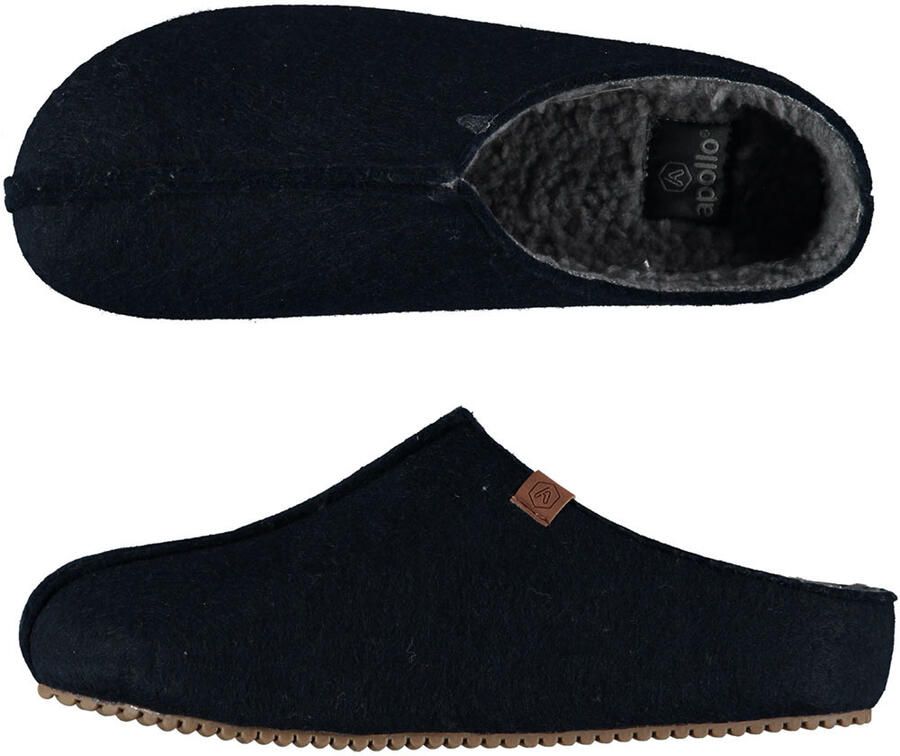 Apollo instappers slippers pantoffels blauw heren polyester rubber zool