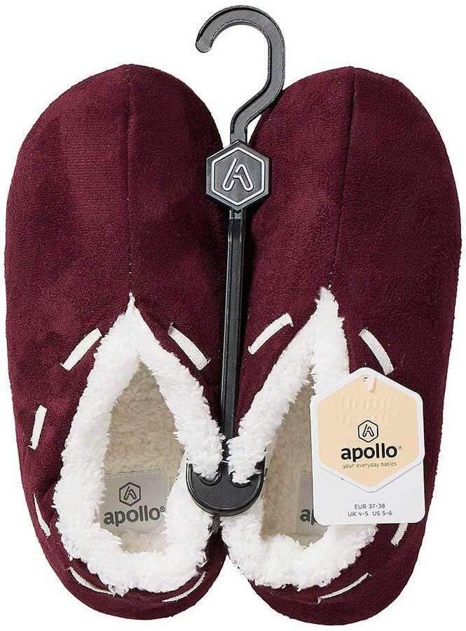 Apollo Spaanse sloffen pantoffels dames bordeaux rood polyester zachte voering
