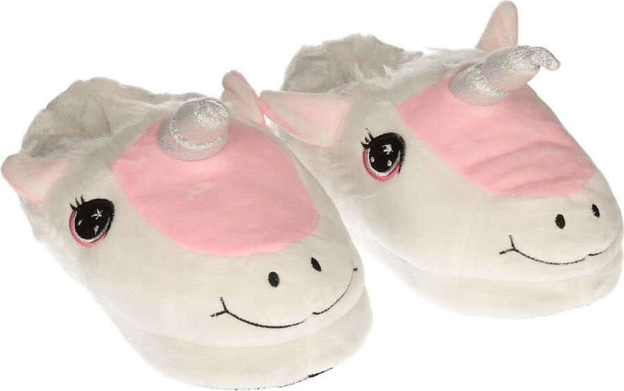 Merkloos Eenhoorn sloffen wit roze comfortabel dieren pantoffels volwassenen