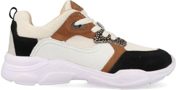 Braqeez Renee Run Meisjes Lage Sneakers Beige Multi Suède Veters - Foto 3