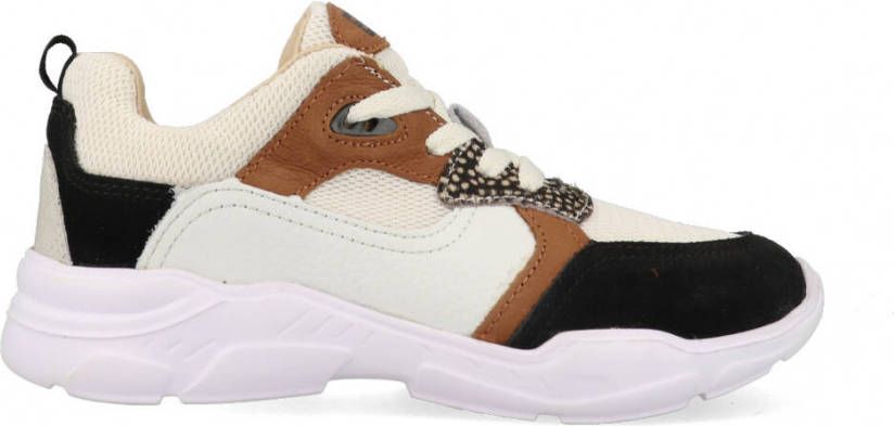 Braqeez Renee Run Meisjes Lage Sneakers Beige Multi Suède Veters - Foto 4