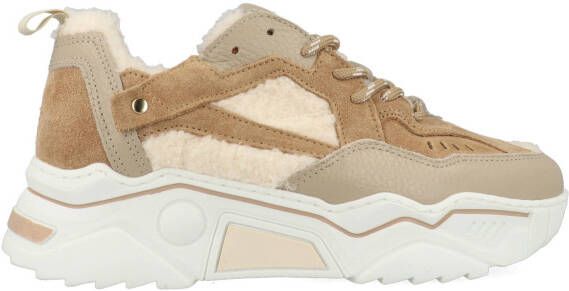 Dwrs Dames Sneakers Pluto Teddy Offwhite Cognac Off White - Foto 4
