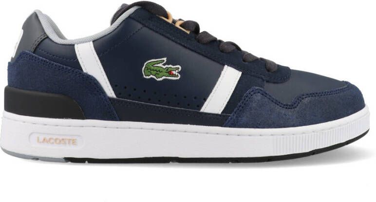 Lacoste T-Clip leren sneakers donkerblauw wit - Foto 3