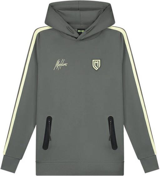 Malelions Sport Academy Hoodie MS2-AW23-11-225 Grijs Lime Groen-L maat L
