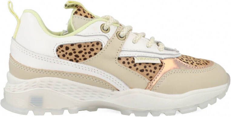 Vingino dy II leren sneakers met dierenprint beige multi - Foto 6