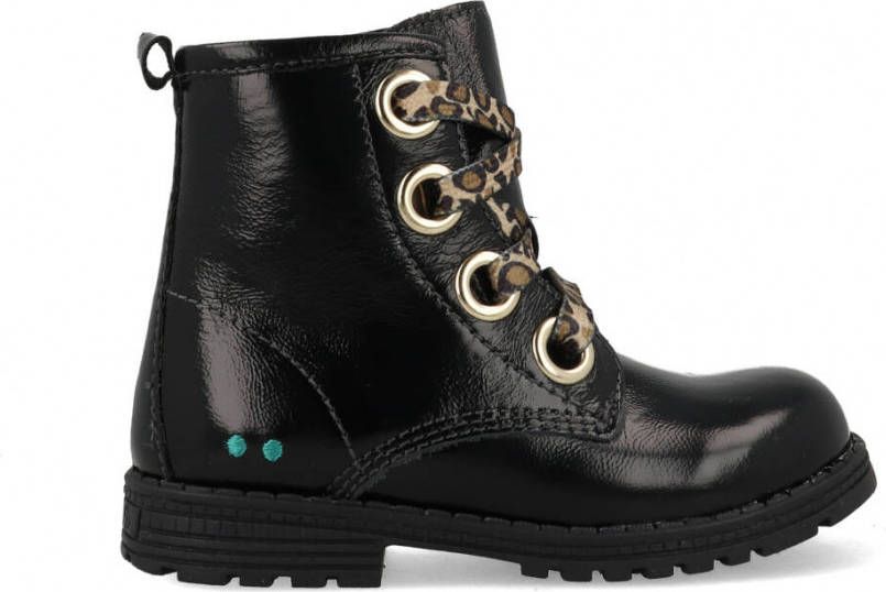BunniesJR Bunnies JR Tosca Trots Meisjes Combat Boots Zwart Leer Veters - Foto 2