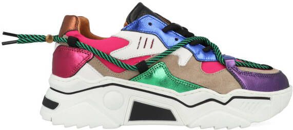 DWRS LABEL JUPITER Pink Dark green Roze Leer Lage sneakers Dames - Foto 3