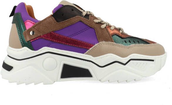 DWRS LABEL Pluto Purple Beige Paars Leer Lage sneakers Dames - Foto 2