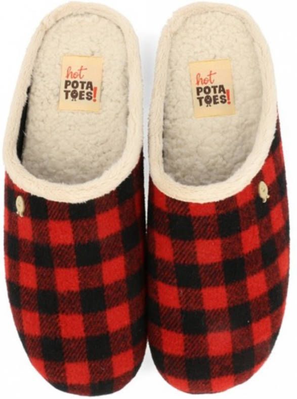 Hot Potatoes Tijvin heren pantoffel Rood multi - Schoenen.nl