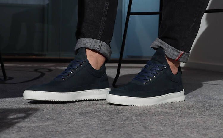 Filling Pieces Low Top Ripple Nubuck Blauw Heren