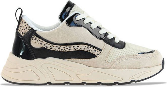 PS Poelman Carocel sneakers met panterprint ecru zwart - Foto 3