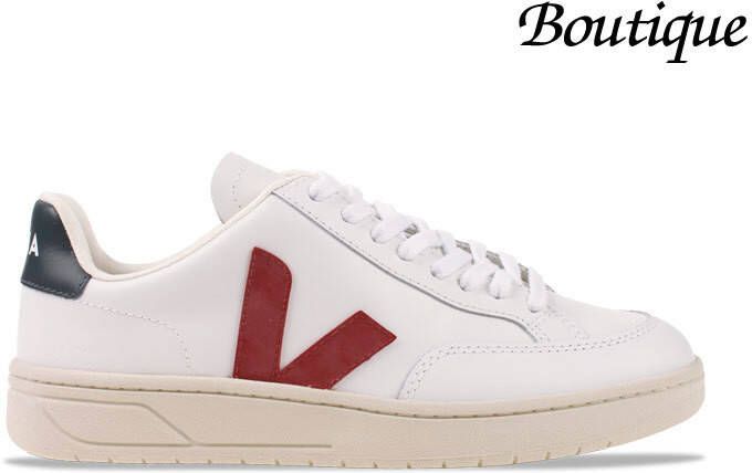 Veja V-12 Leather Wit Bordeaux Heren