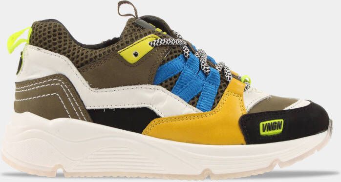Vingino Danilo nubuck sneakers groen geel blauw - Foto 4