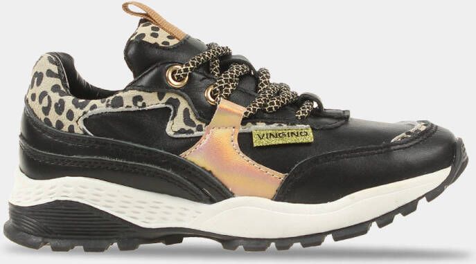 Vingino dy leren sneakers met panterprint zwart roségoud - Foto 8