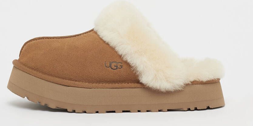 UGG Pantoffels Dames Sloffen Instappers Suède Harde zool Dichte hiel Disquette Cognac - Foto 15