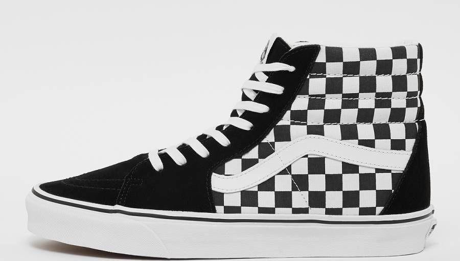 black and white checkerboard vans high top