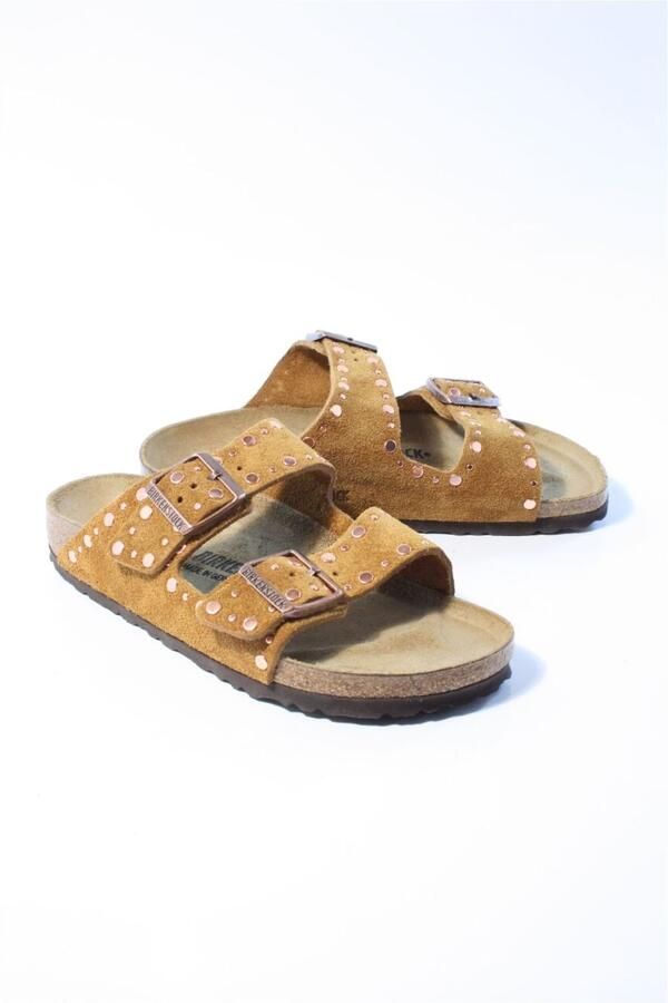 BIRKENSTOCK Teenslippers Dames Arizona Rivet Border Maat: 40 Materiaal: Suède Kleur: Camel - Foto 7