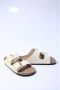 Birkenstock Arizona Big Buckle Women Vegan Canvas Eggshell Narrow Slippers - Thumbnail 3