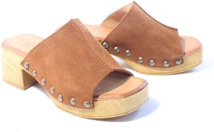 Hee Dames slippers cognac