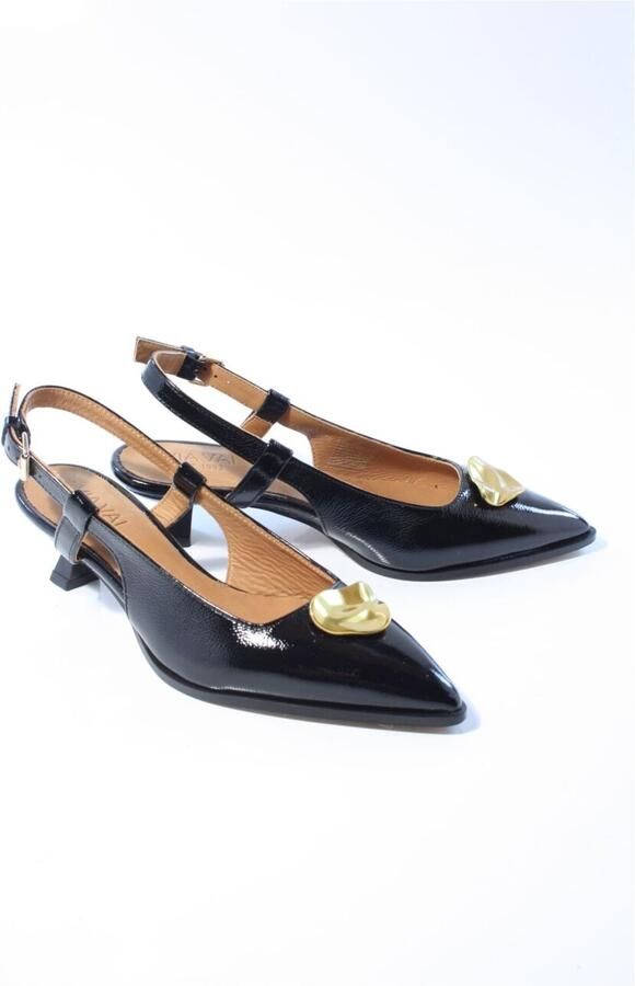 VIA VAI Lea Imani Slingbacks Dames Leer Zwart