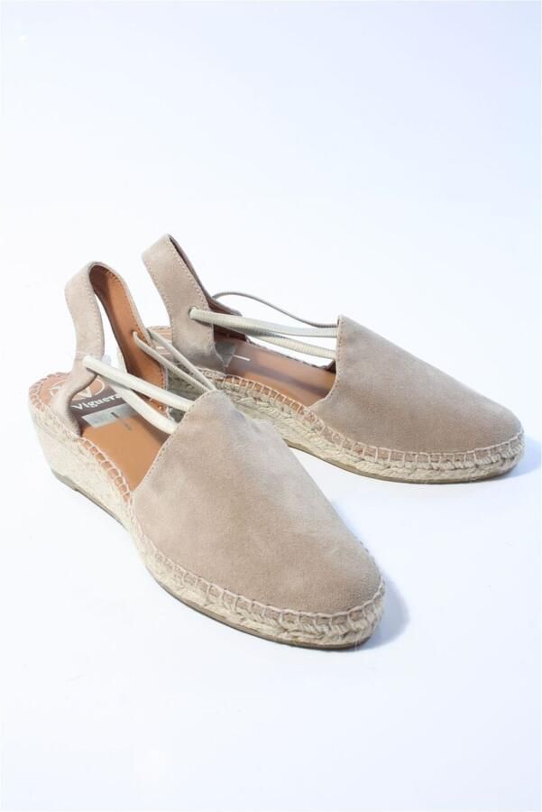 VIGUERA Espadrilles Dames Damesschoenen Suède Blokhak Hoogte 1825 sue Zand - Foto 3