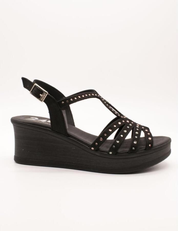 24 Hrs Sandalen met sleehak 26792 Nobuck Negro - Foto 2