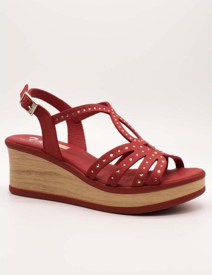 24 Hrs Sandalen met sleehak 26792 Relax Cherry