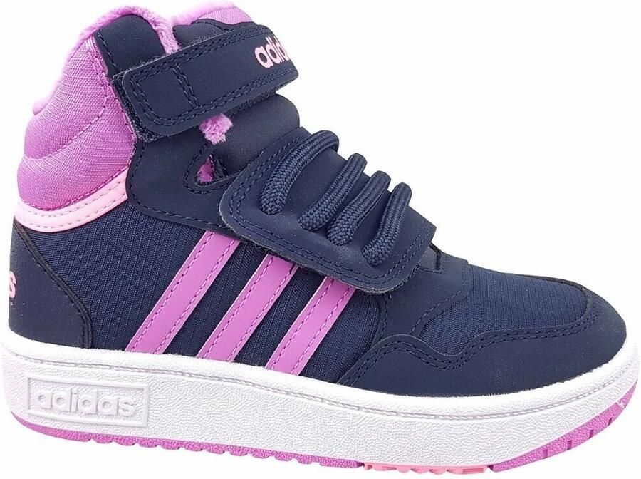 Adidas hoops mid lifestyle basketball strap sneakers zwart roze baby kinderen - Foto 4